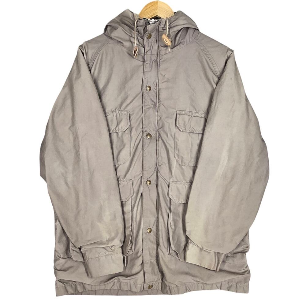 WOOLRICH VINTAGE MOUNTAIN PARKA – BEIGE – SIZE L – USA MADE – PLAID WOOL LINING